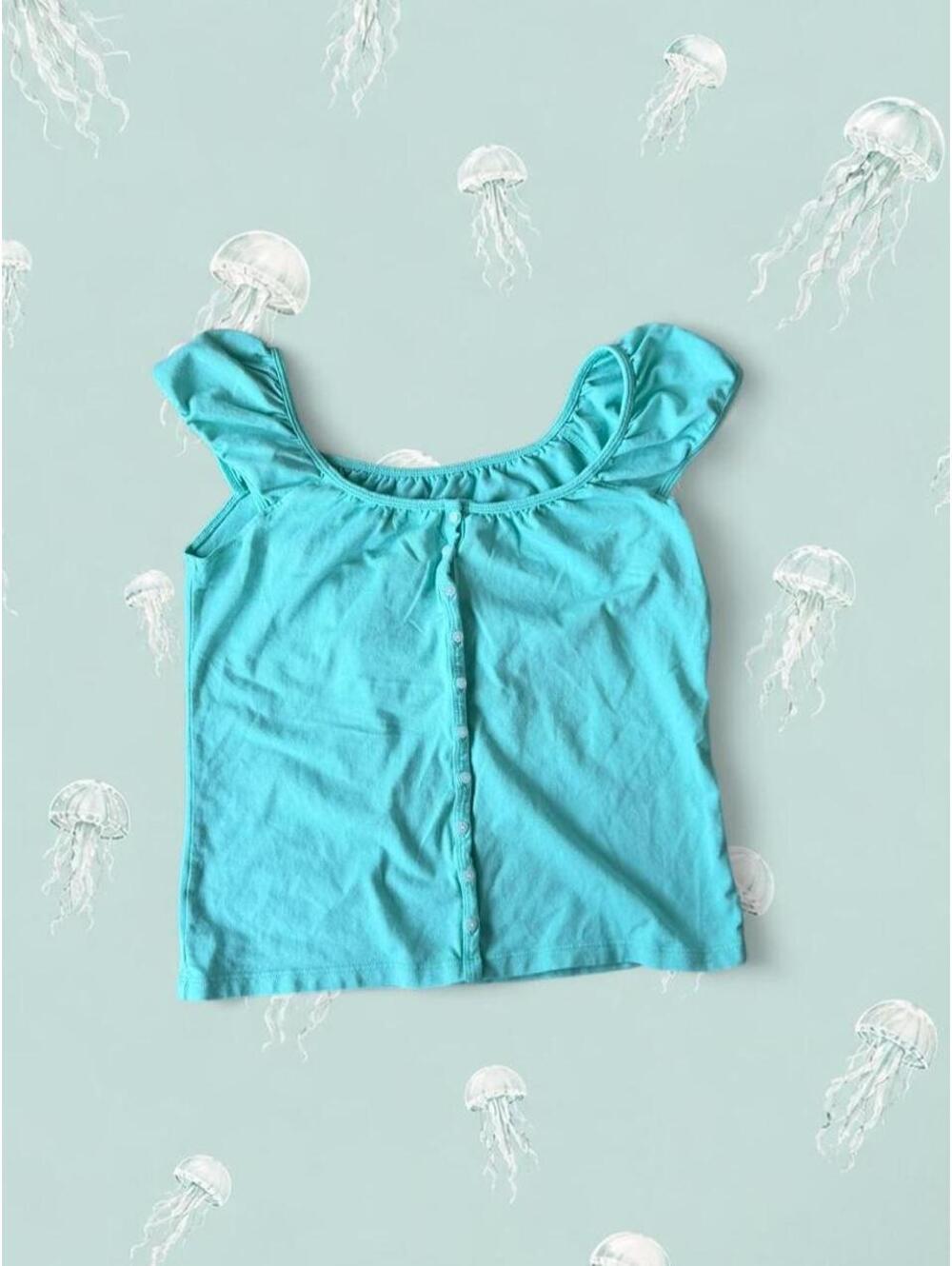 Brandy Melville seafoam teal top with buttons